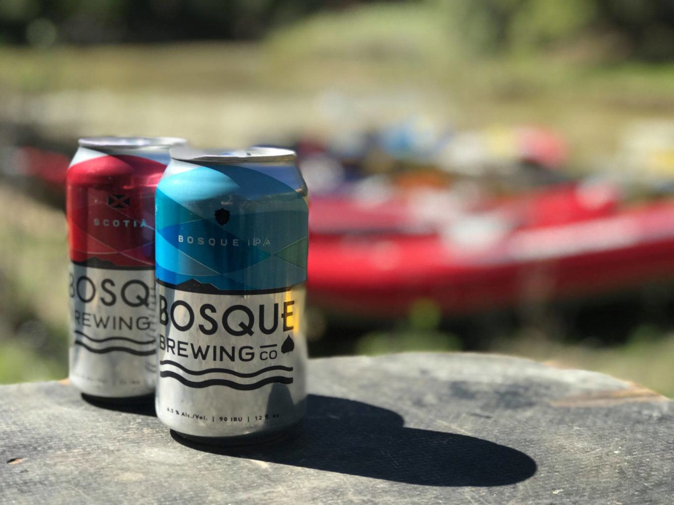 Bosque Brewing Co beer during river trip vacation