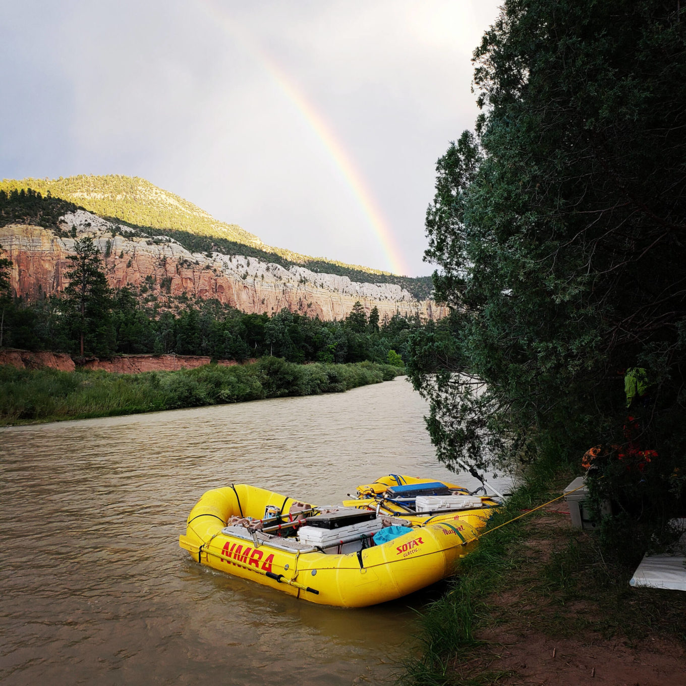 Rainbow scene on the rio grande during a new mexico getaway