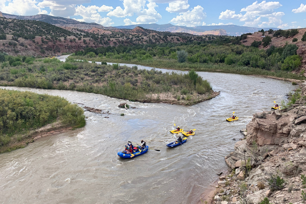 Explore a rafting trip on the Rio Grande to see petroglyphs along the Upper Rio Grande Valley