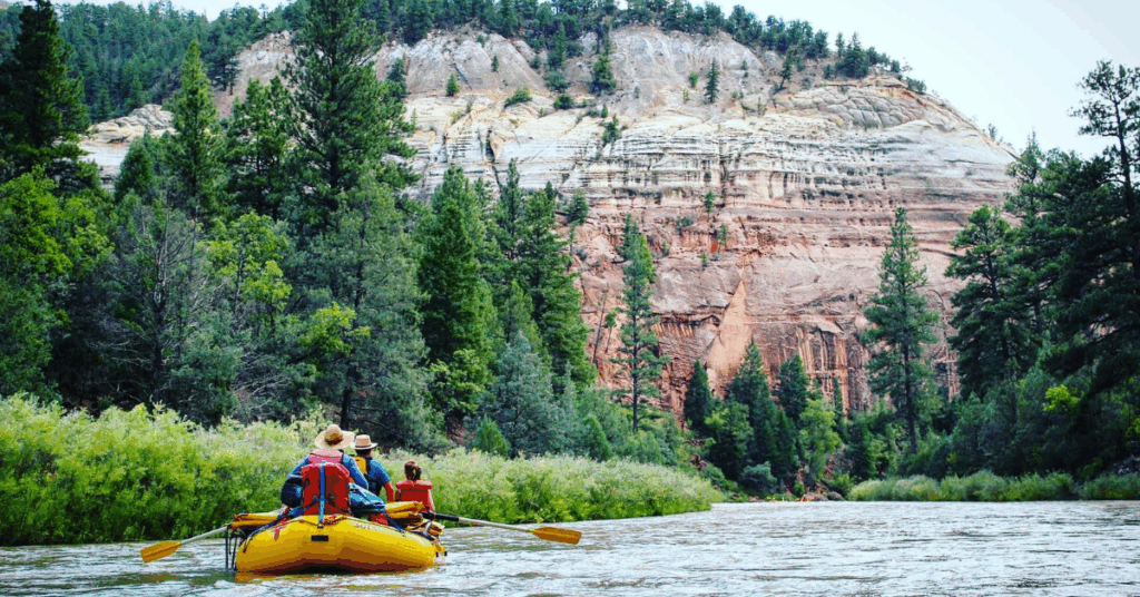 yellow raft on the Rio Chama river in new mexico