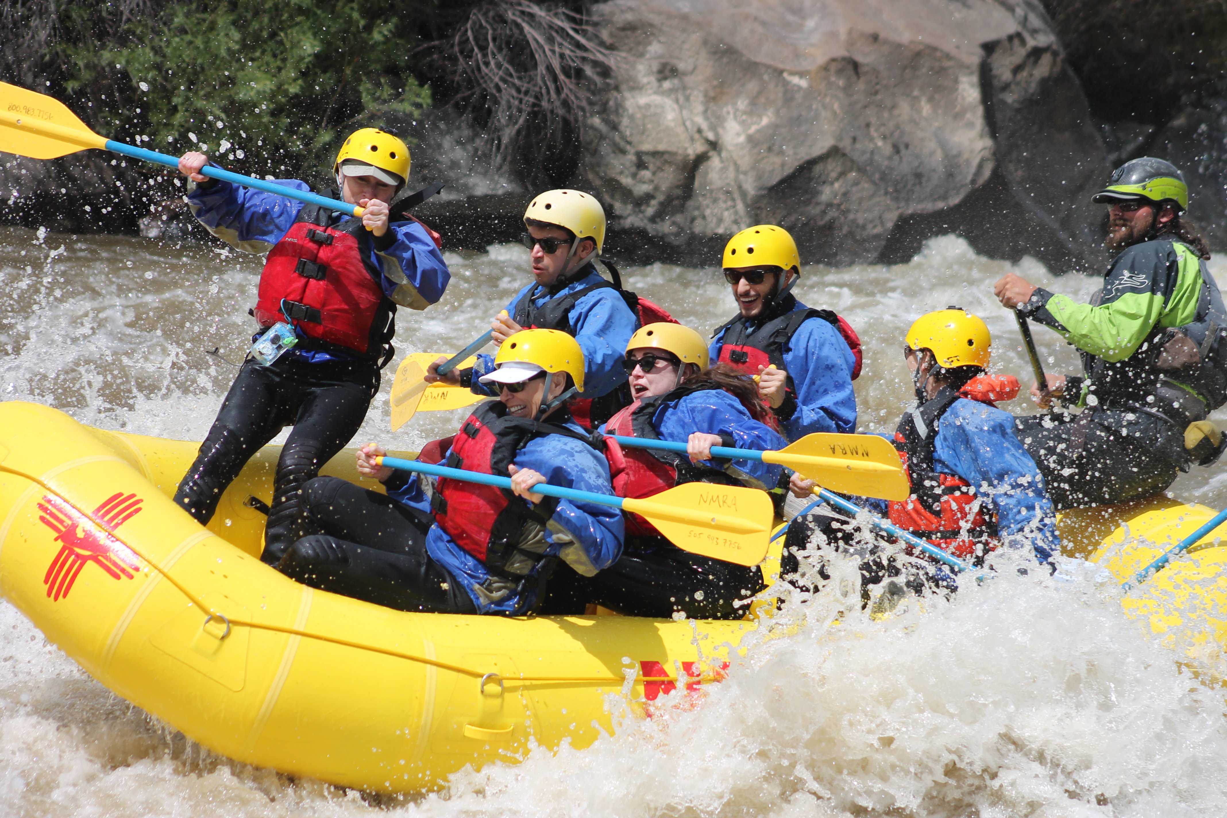 People in a yellow raft